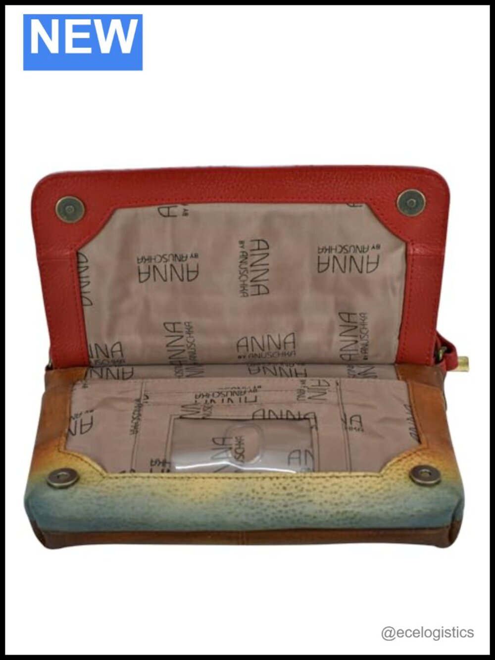 Hand Painted Leather Crossbody Organizer Purse Women - Picture 5 of 6